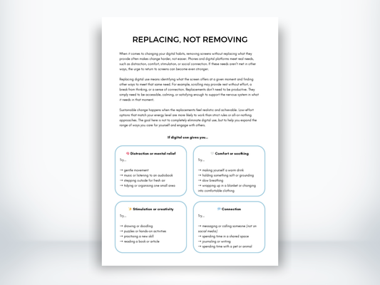 Replacing Not Removing For Digital Habits Worksheet PDF