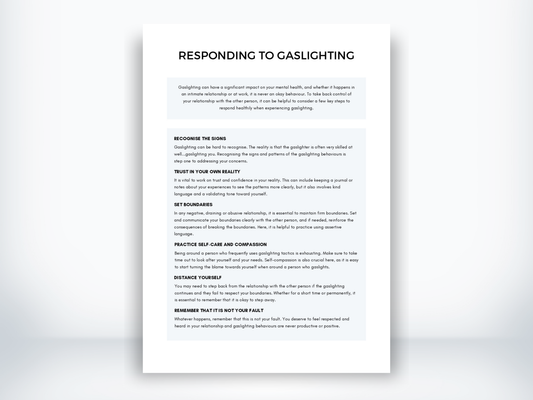 Responding To Gaslighting Worksheet PDF