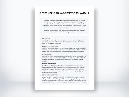 Responding To Narcissistic Behaviour Worksheet PDF