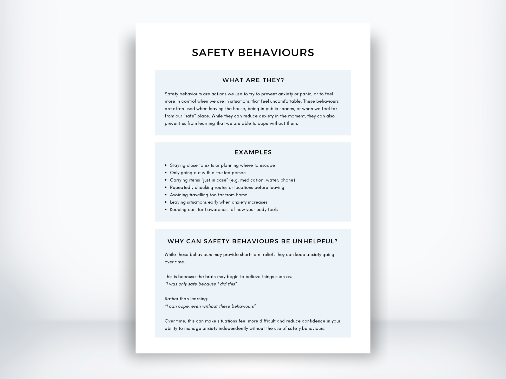 Safety Behaviours in Agoraphobia PDF