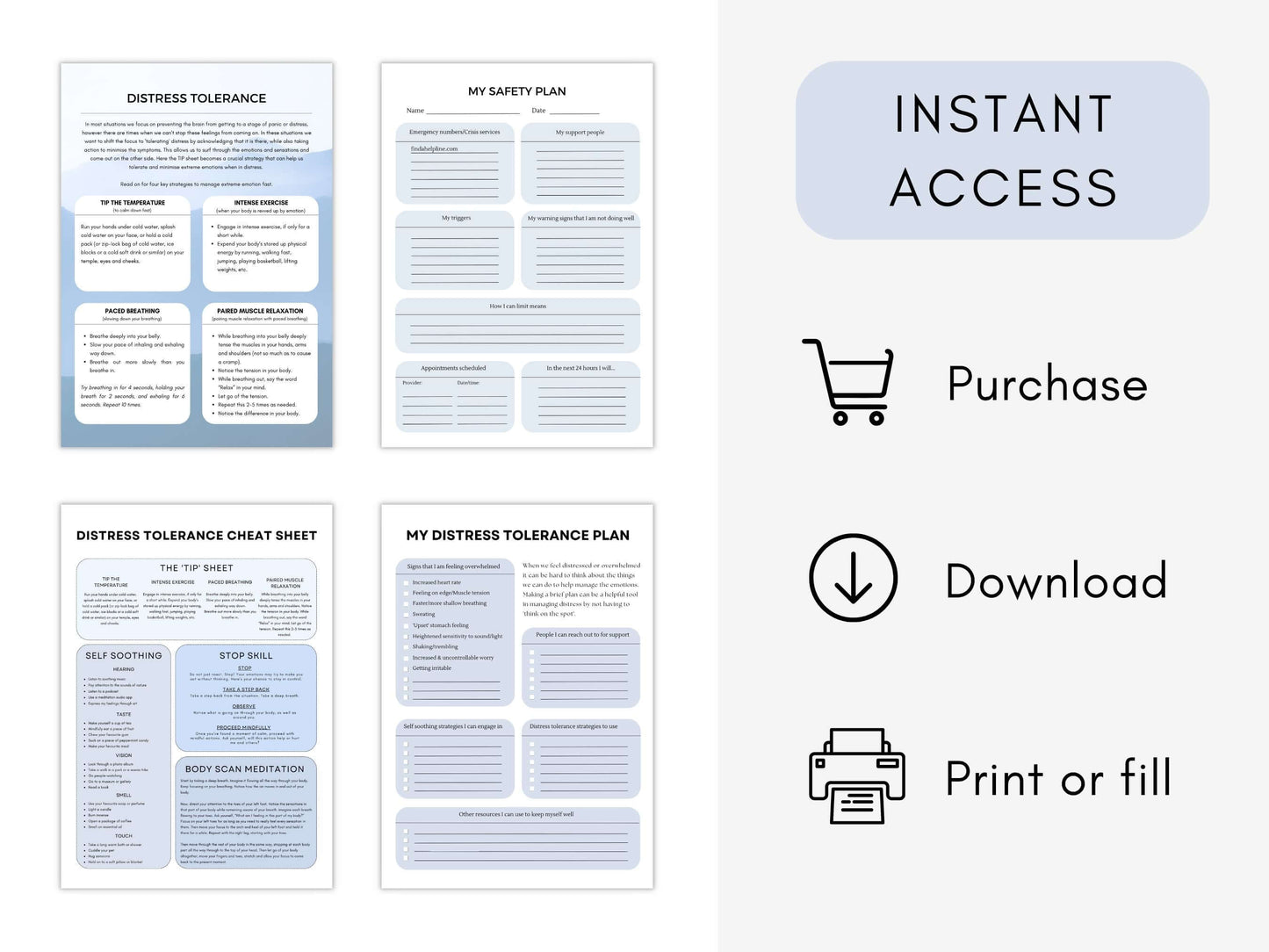 Safety Plan Worksheets Bundle PDF