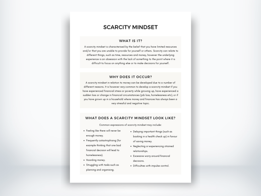 Scarcity Mindset Worksheet PDF