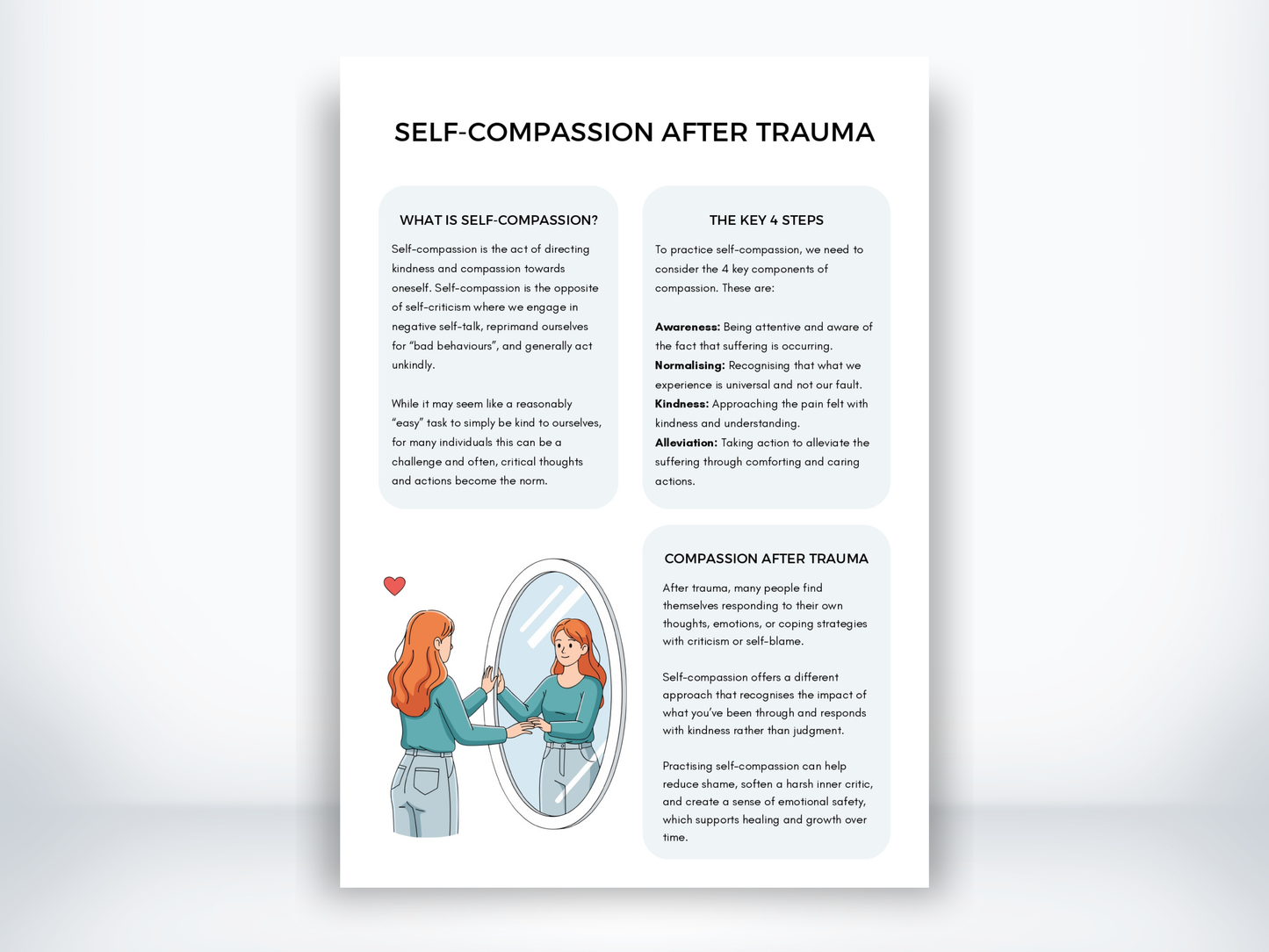 Self-Compassion After Trauma Worksheet PDF