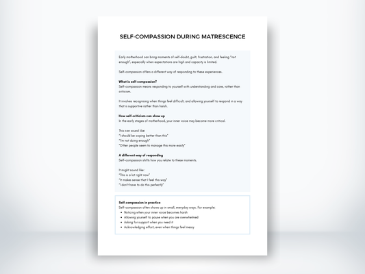 Self-Compassion During Matrescence Worksheet PDF