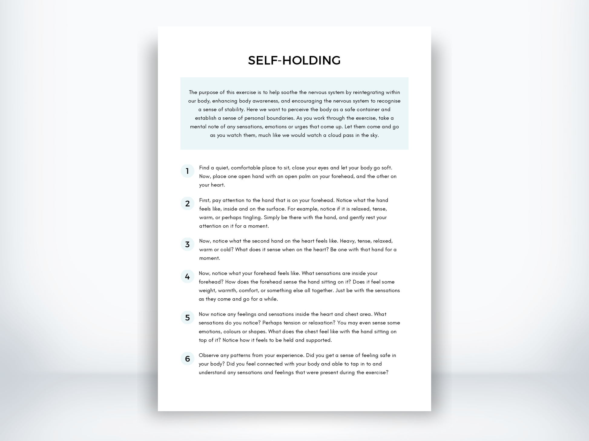 Self-Holding Exercise PDF