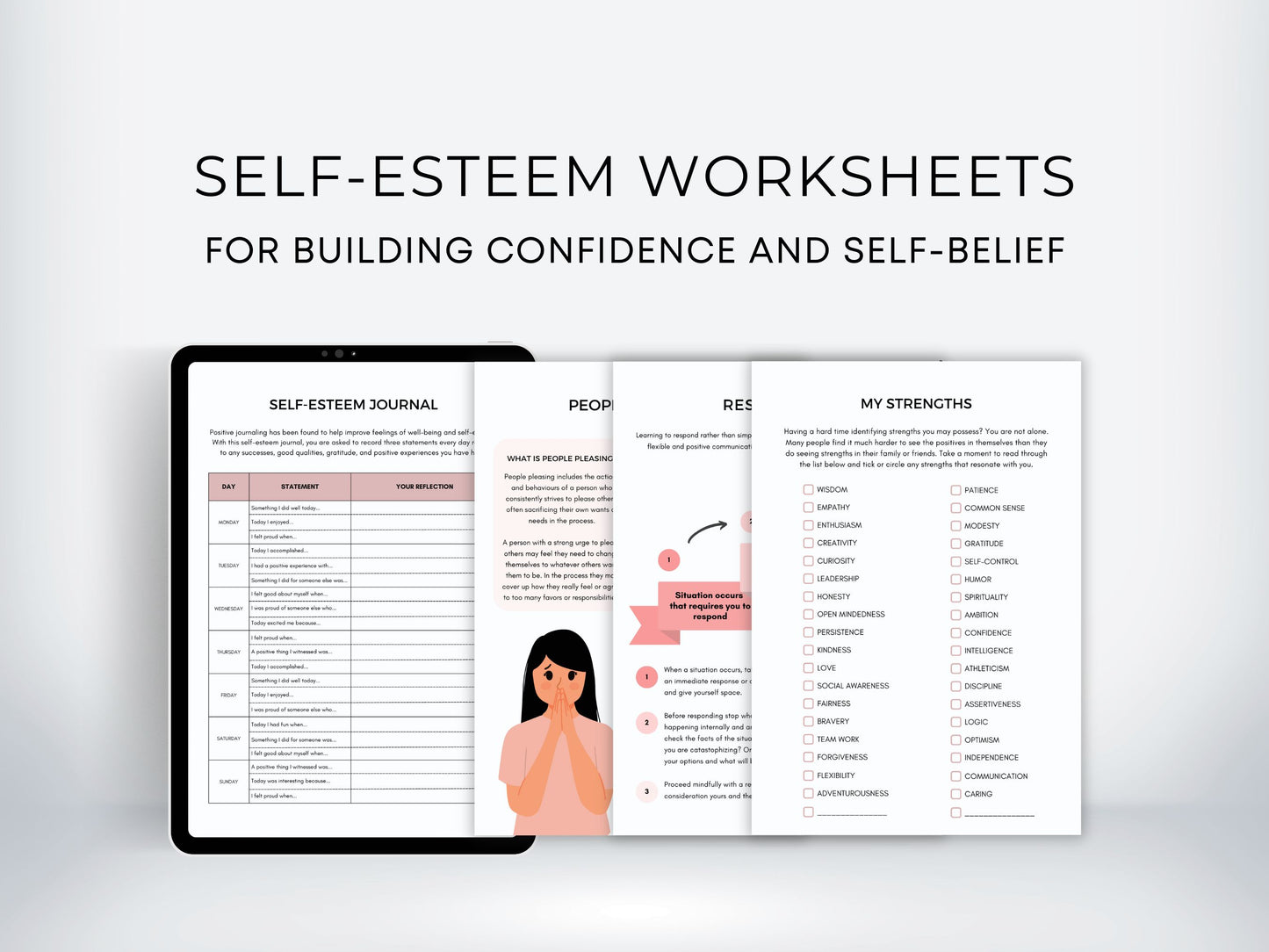 Self Esteem Worksheets Bundle PDF