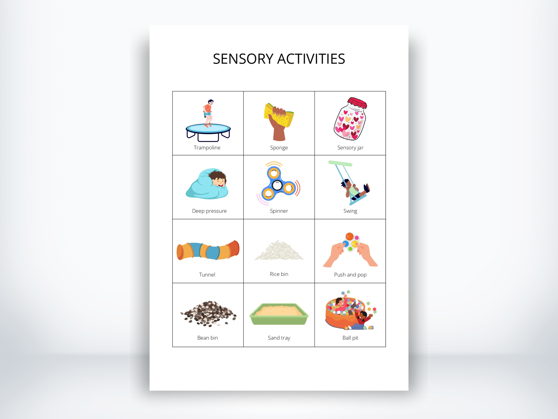 Sensory Activity Cards PDF