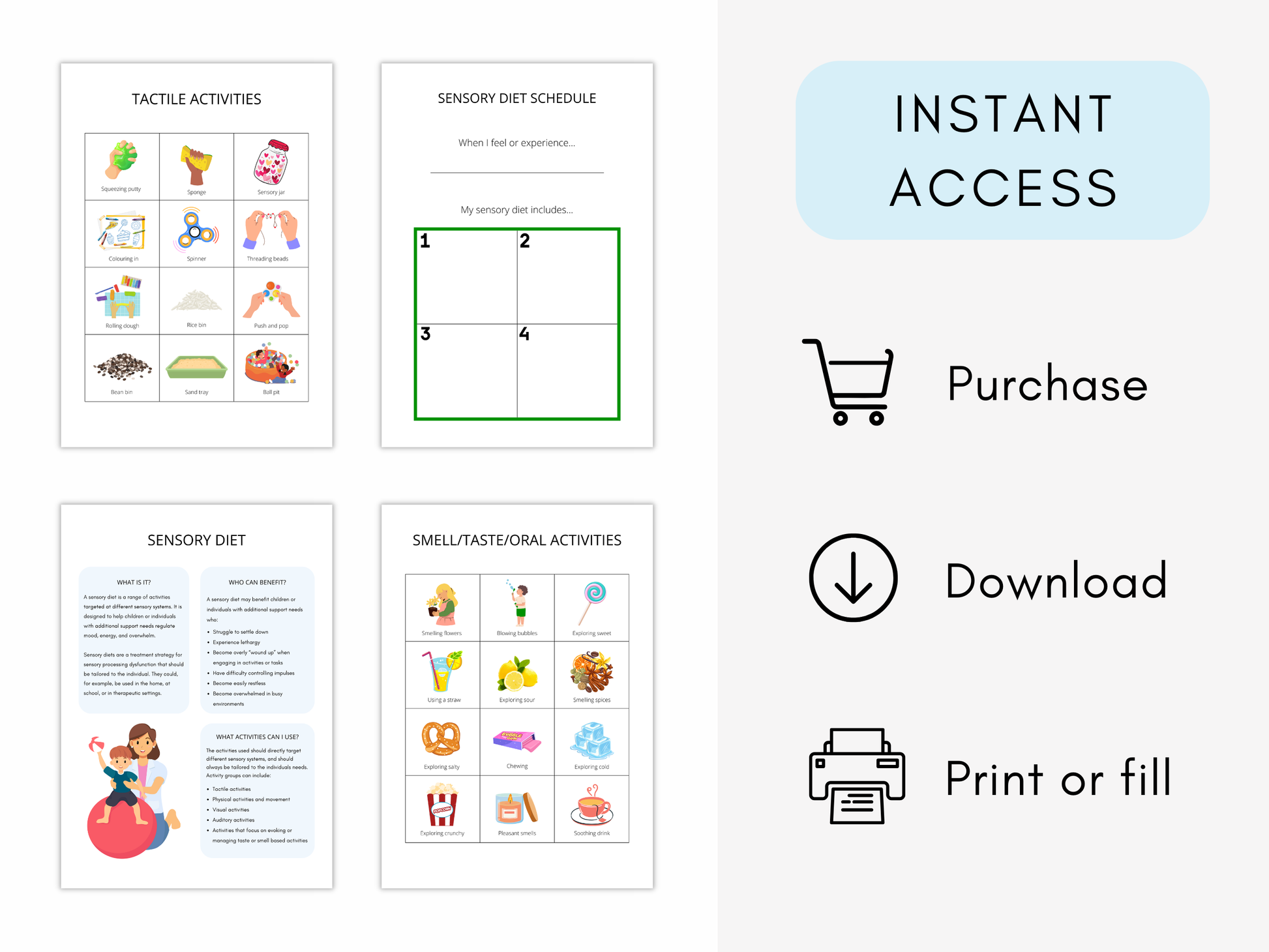 Sensory Diet Therapy Worksheets