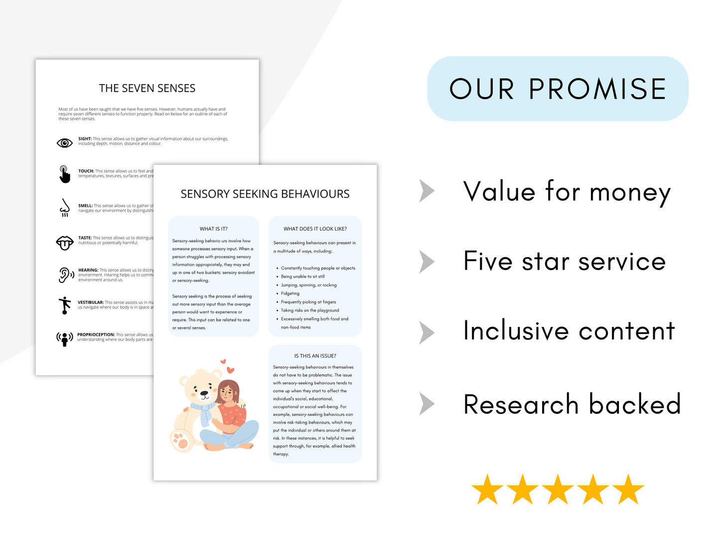 Sensory Seeking Behaviour Worksheets