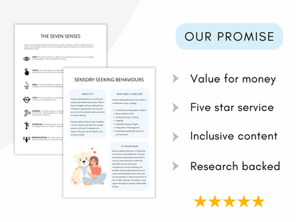 Sensory Seeking Behaviour Worksheets