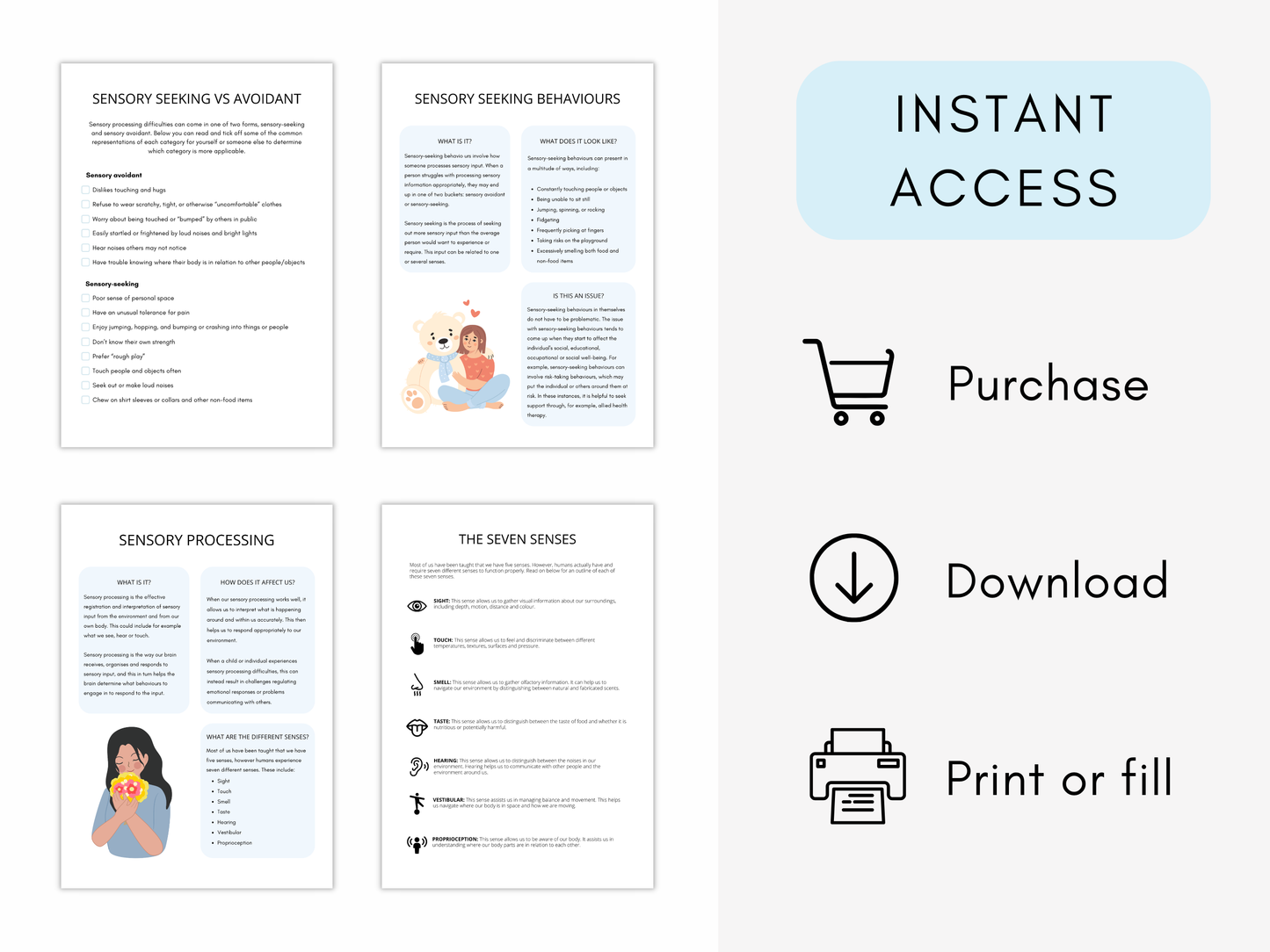 Sensory Seeking Behaviour Worksheets