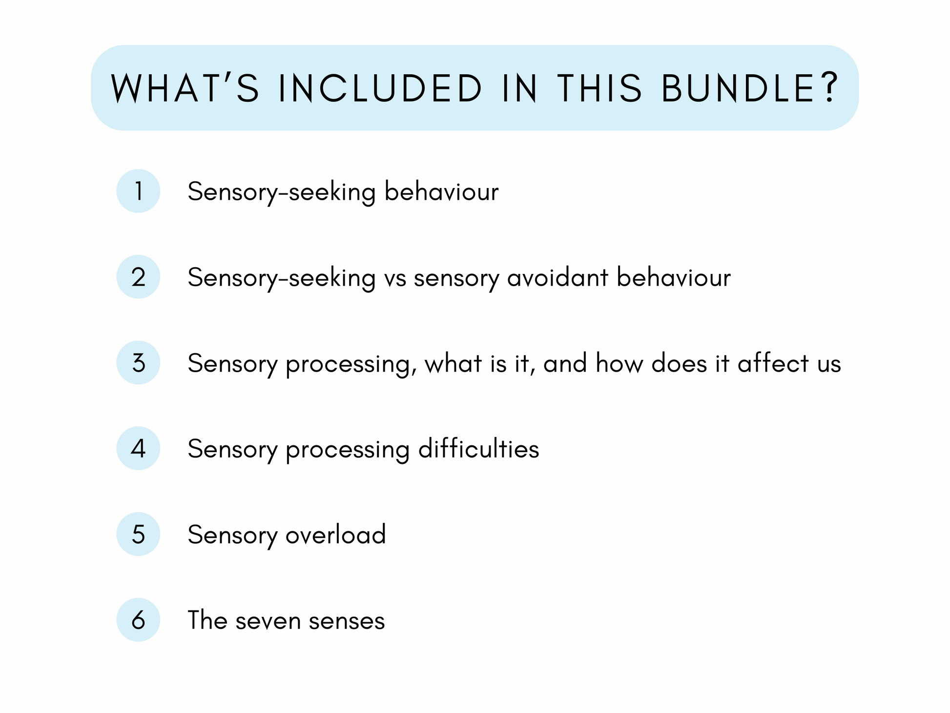 Sensory Seeking Behaviour Worksheets