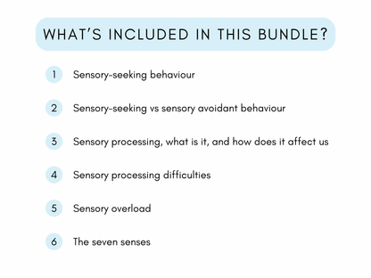 Sensory Seeking Behaviour Worksheets