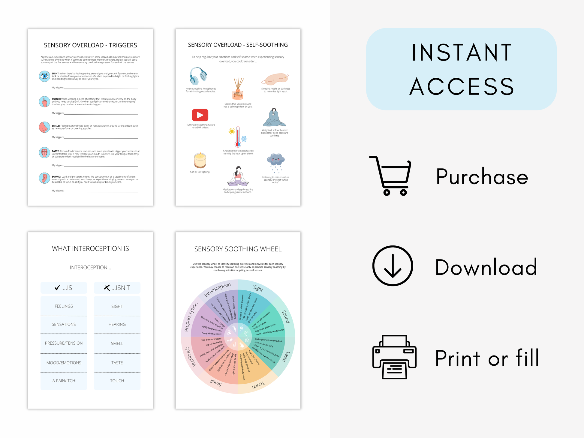 Sensory Soothing Worksheets PDF