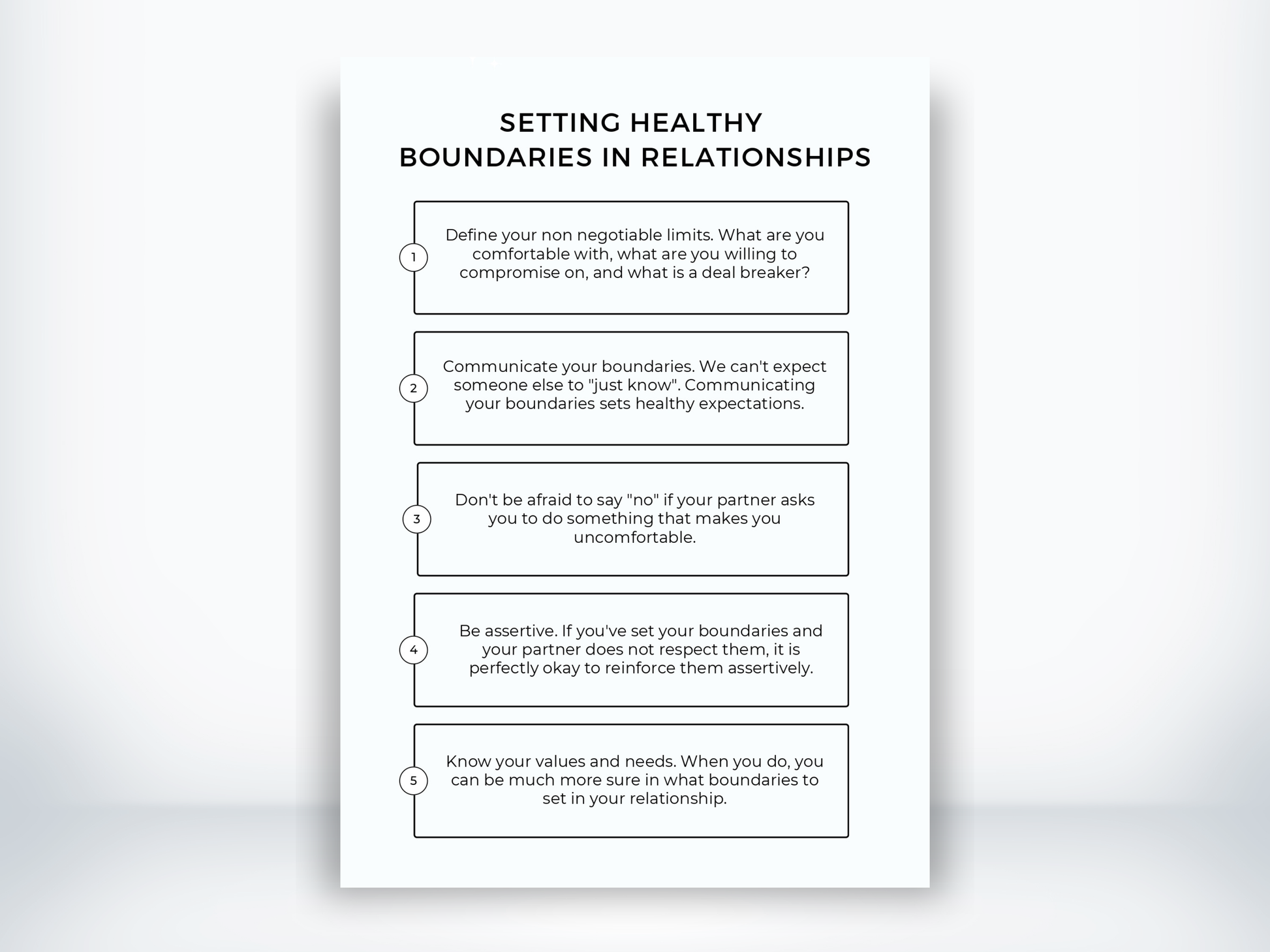Setting Healthy Boundaries In Relationships Worksheet PDF