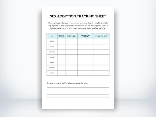 Sex Addiction Tracking Sheet PDF