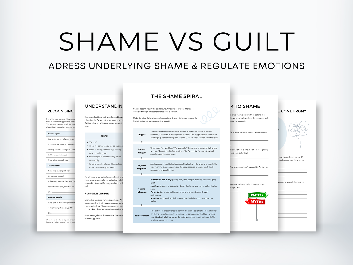 Shame Vs Guilt Worksheets Bundle