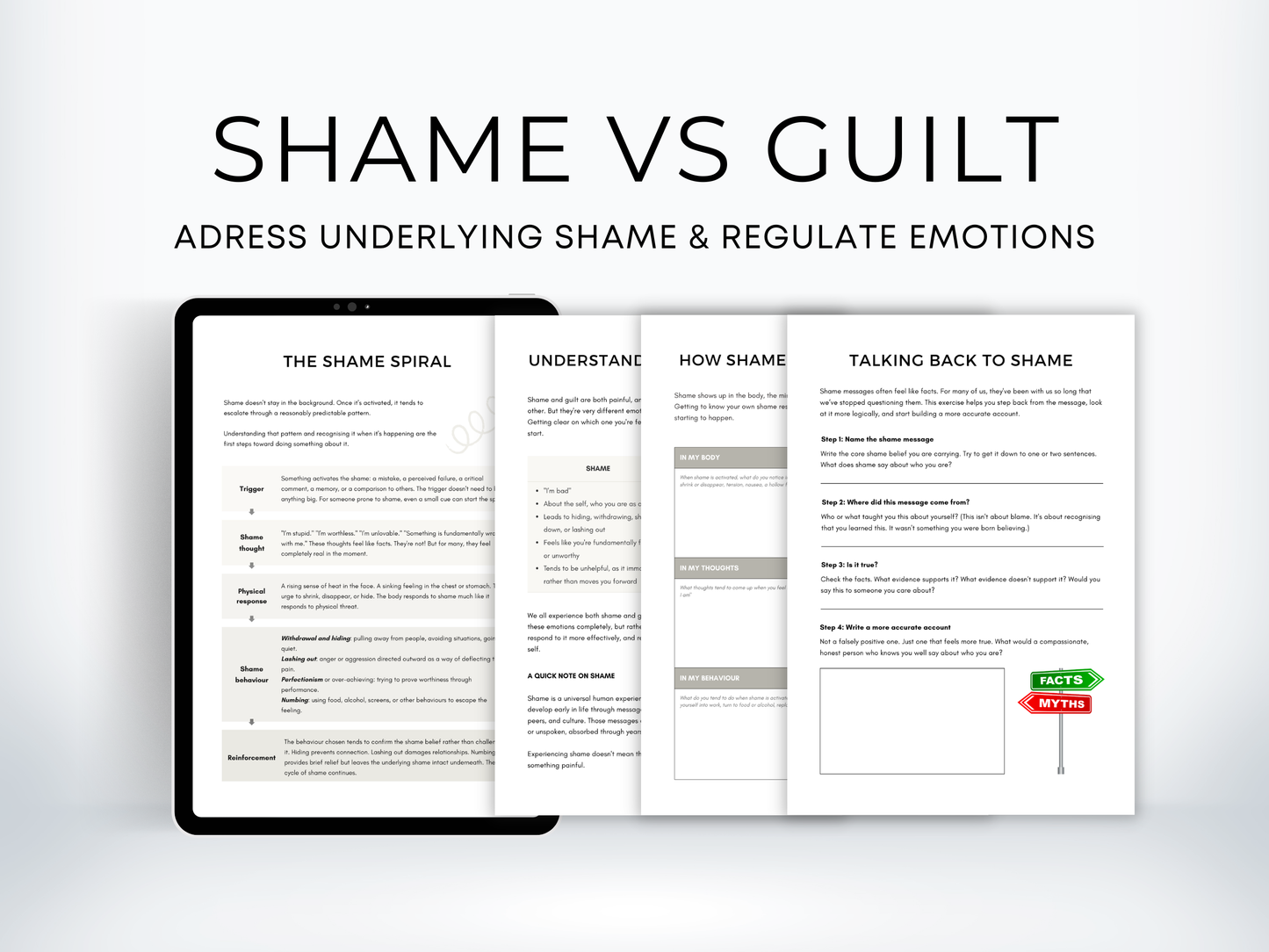Shame Vs Guilt Worksheets Bundle