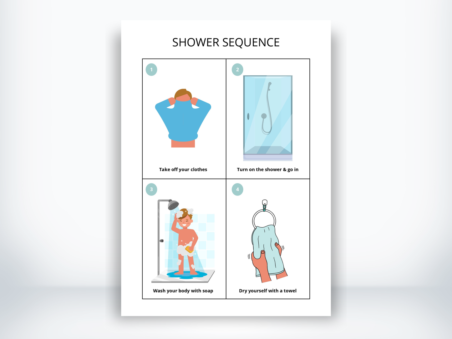 Shower Sequence Visual Schedule PDF