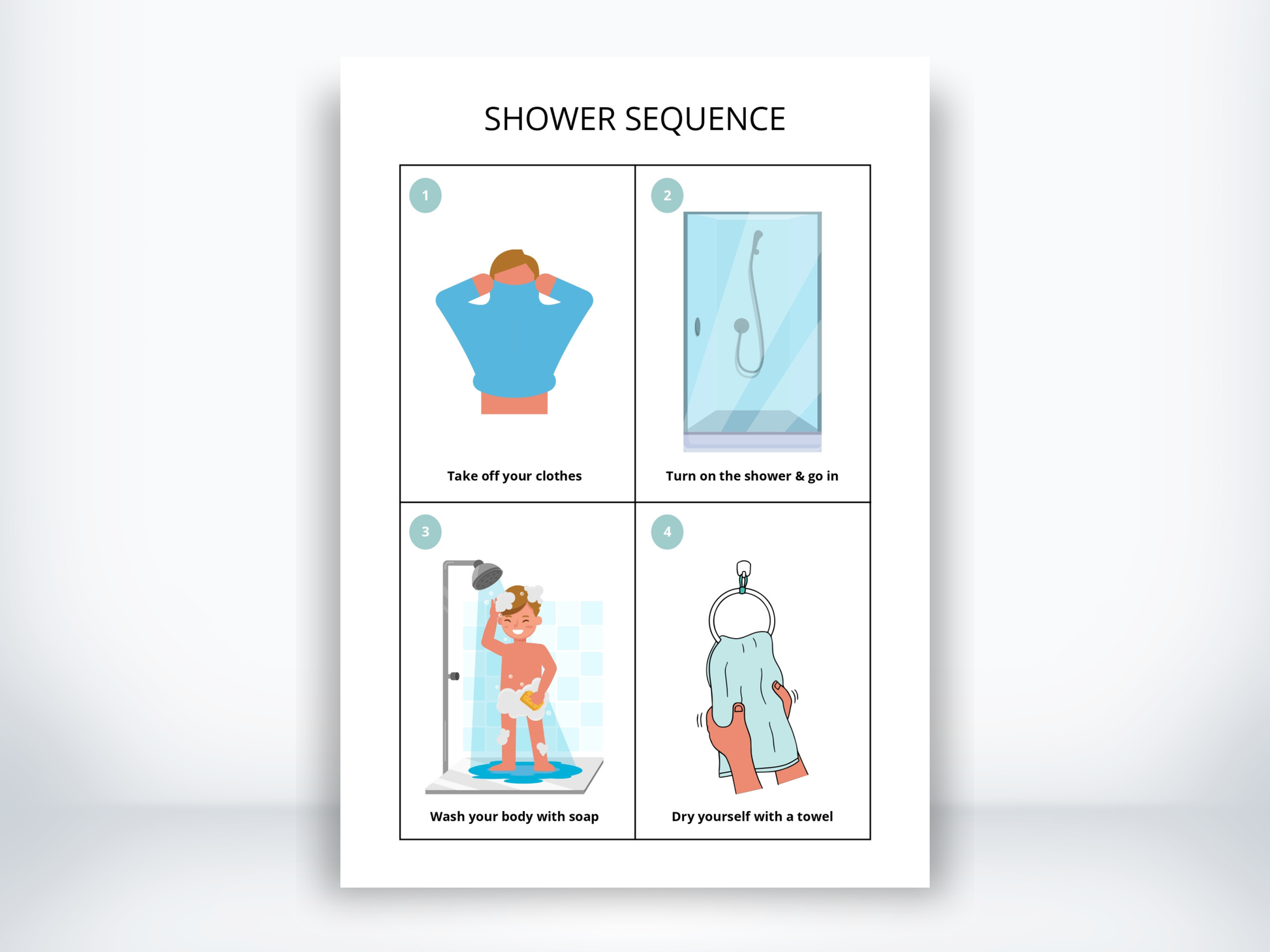 Shower Sequence Visual Schedule PDF