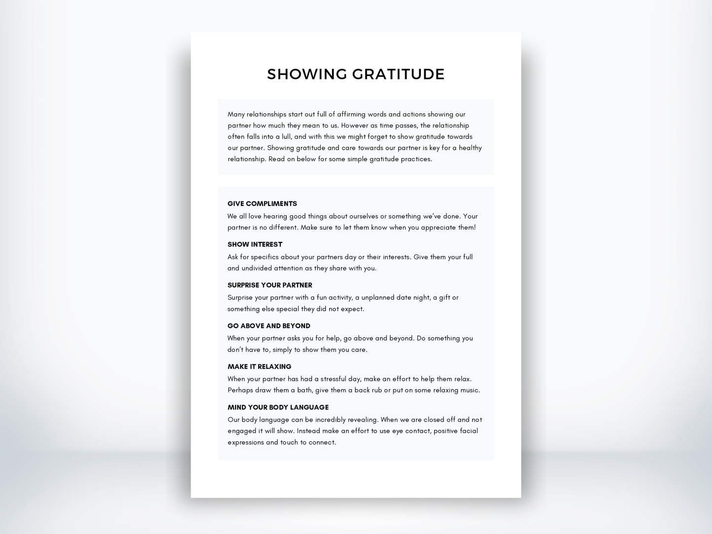 Showing Gratitude Worksheet PDF