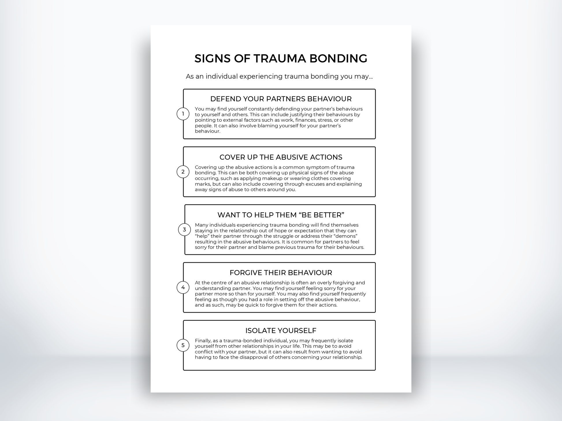 Signs Of Trauma Bonding Handout PDF