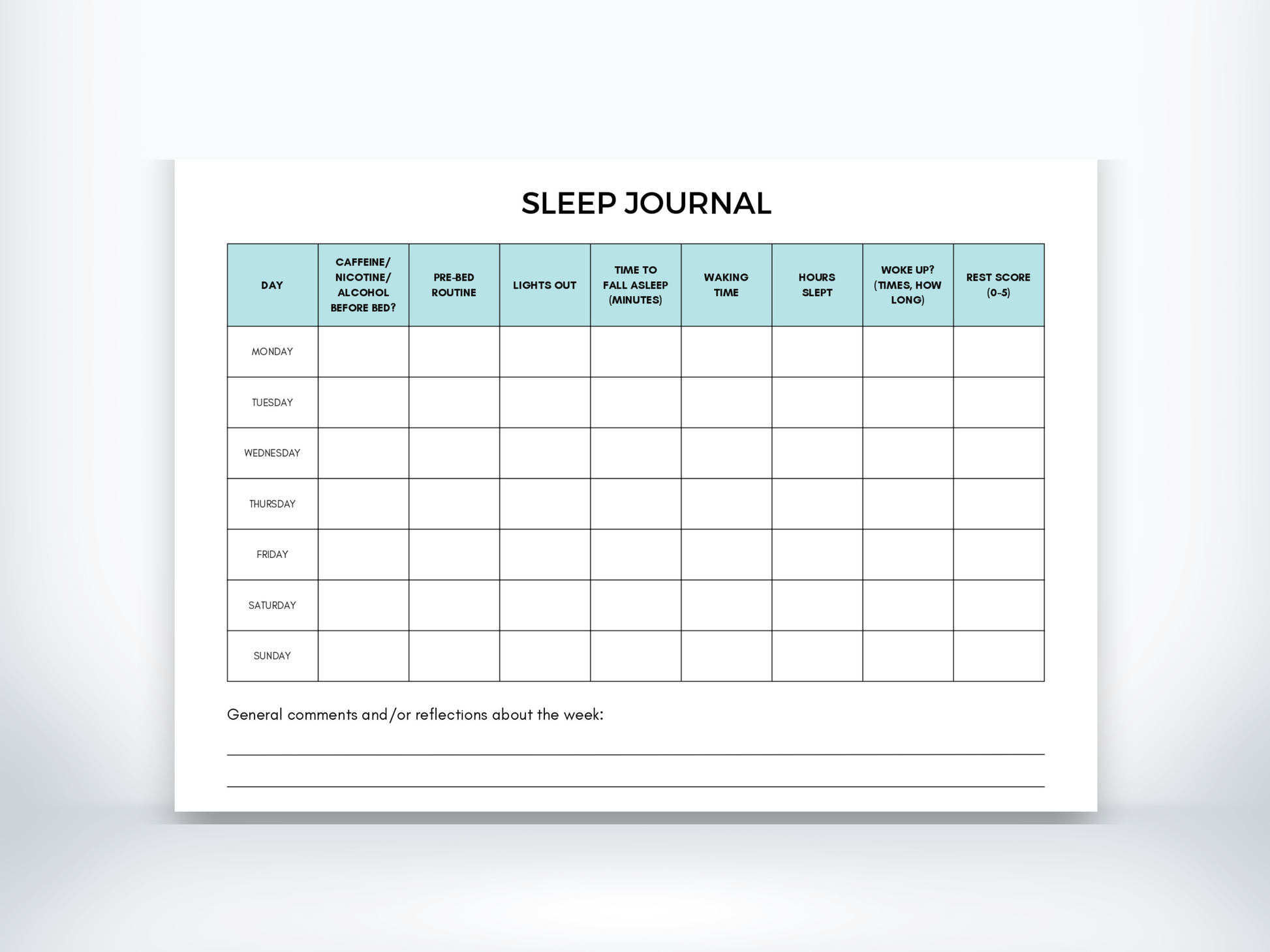 Sleep Journal PDF