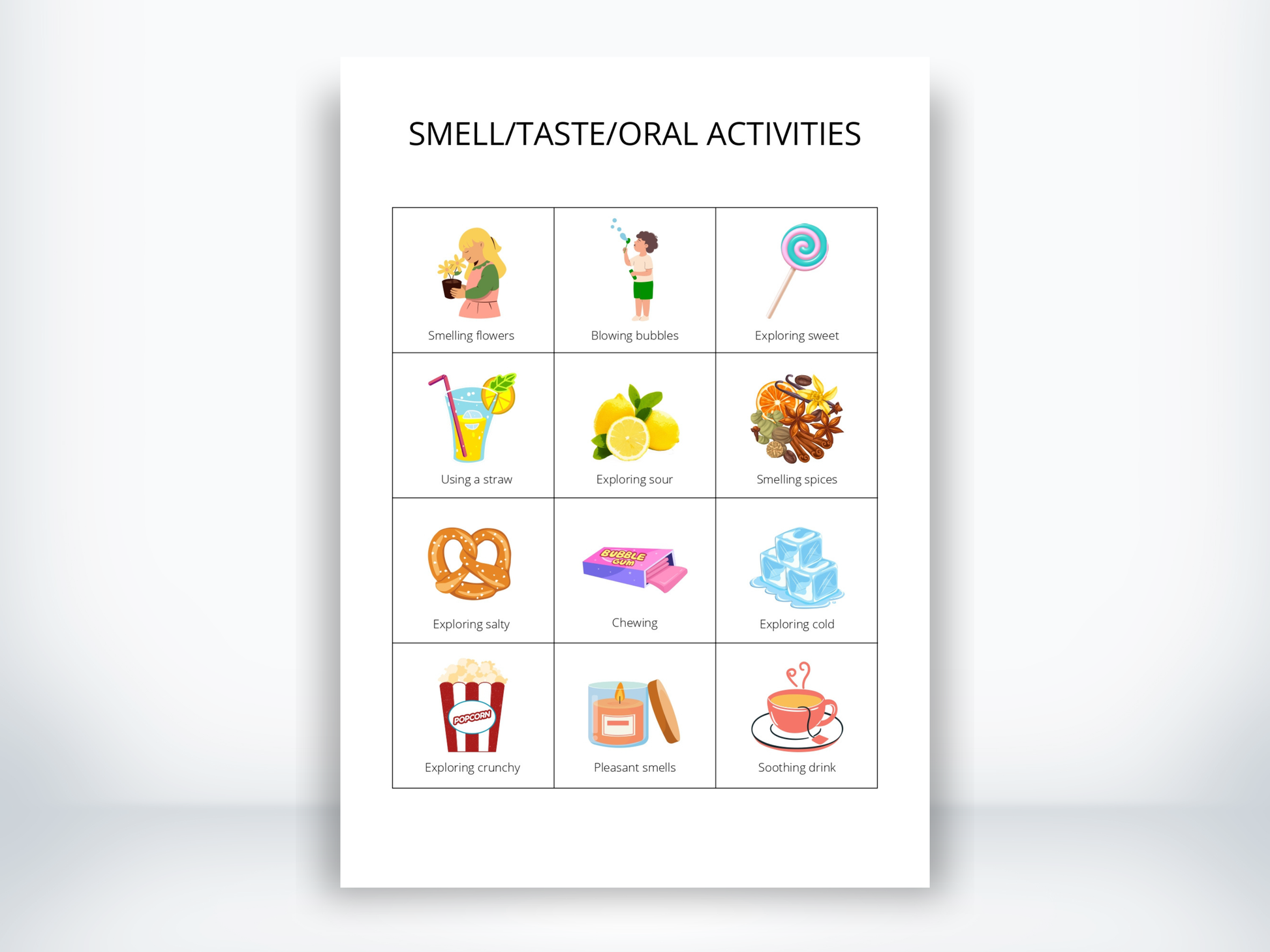 Smell Taste Oral Activity Cards PDF