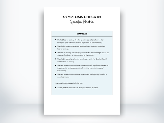 Specific Phobia Symptoms PDF