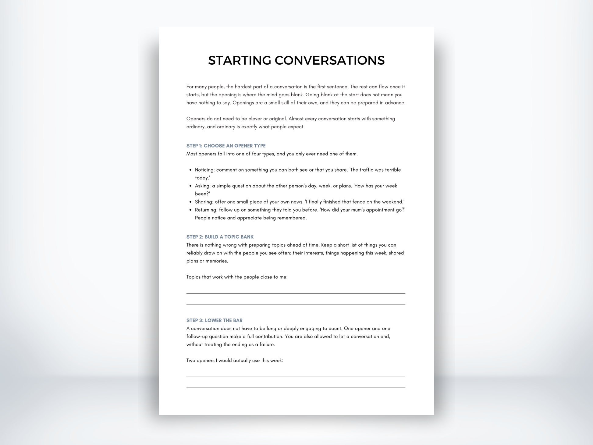 Starting Conversations PDF