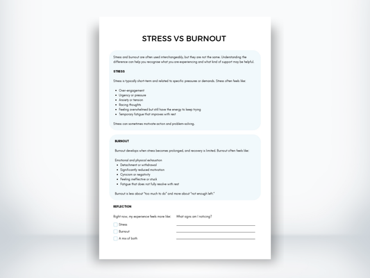 Stress vs Burnout Handout PDF
