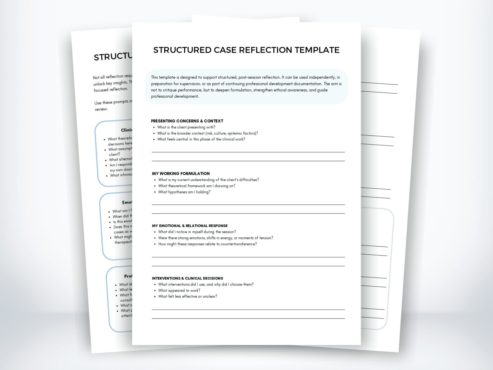 Structured Case Reflection Template for Mental Heal | My Thriving Mind