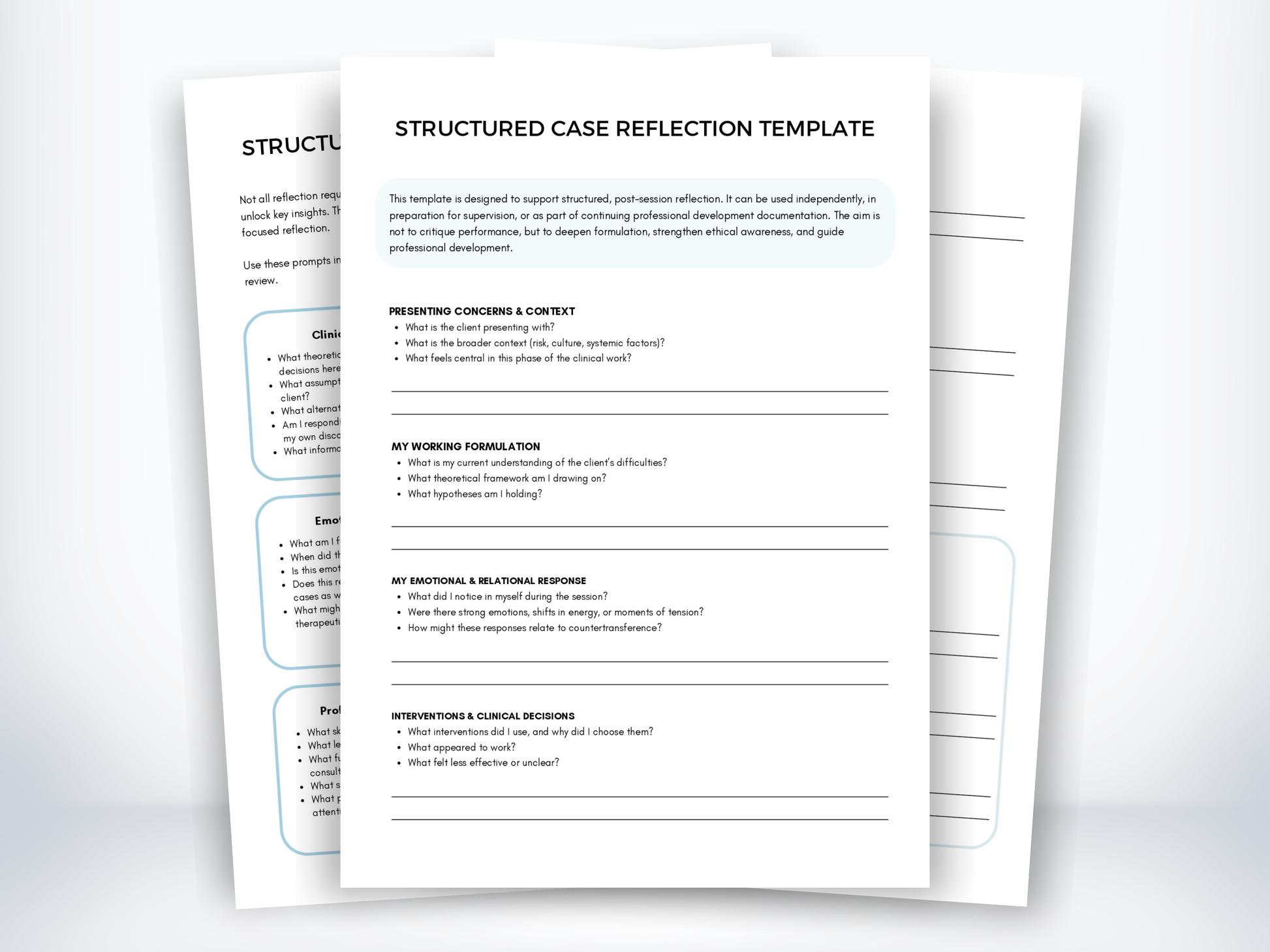 Structured Case Reflection Template for Mental Health Clinicians PDF