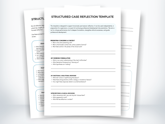 Structured Case Reflection Template for Mental Health Clinicians PDF
