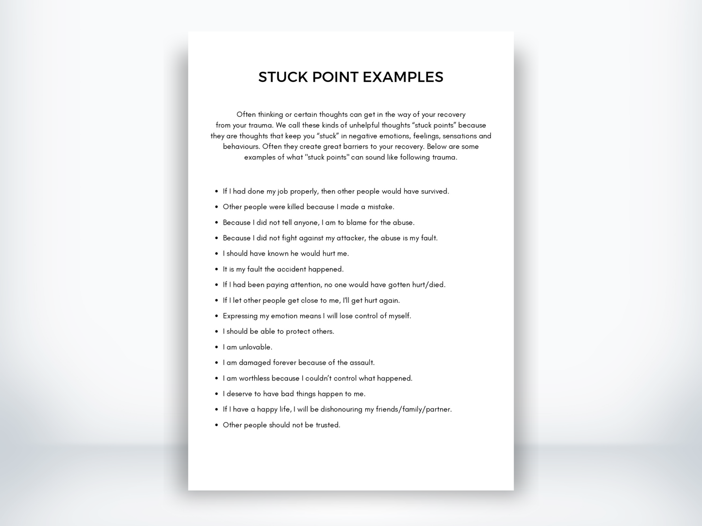 Stuck Points Examples CPT PDF