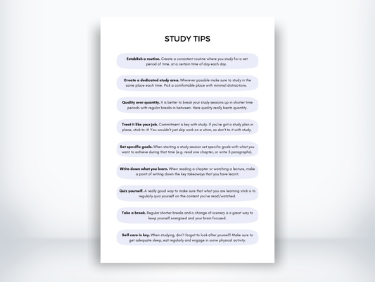 Study Tips Worksheets PDF