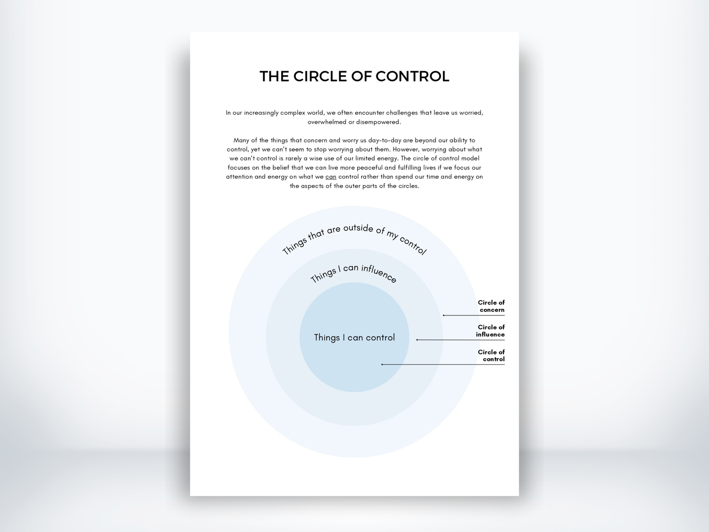 The Circle of Control Worksheet PDF