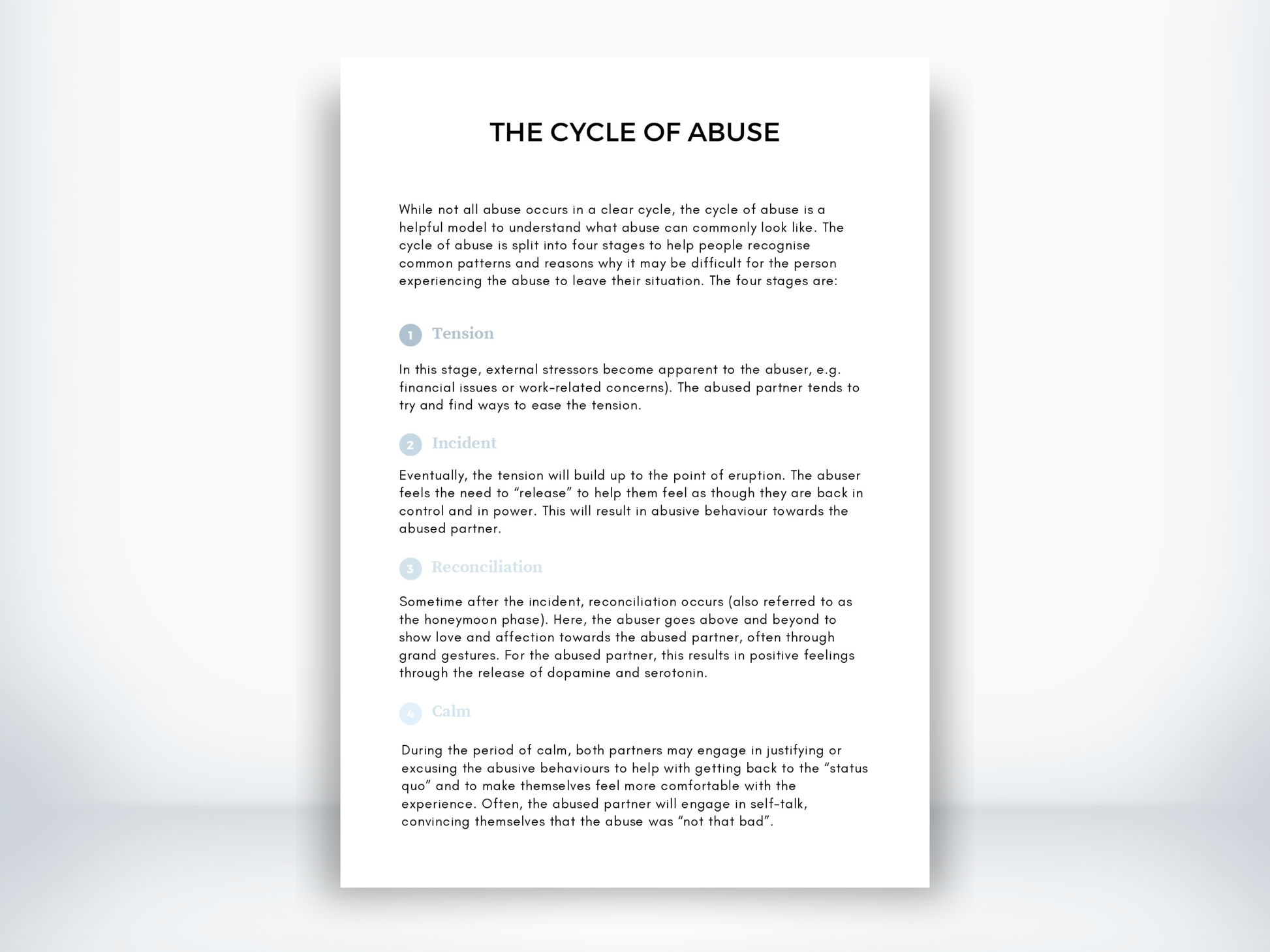 The Cycle Of Abuse Worksheet PDF