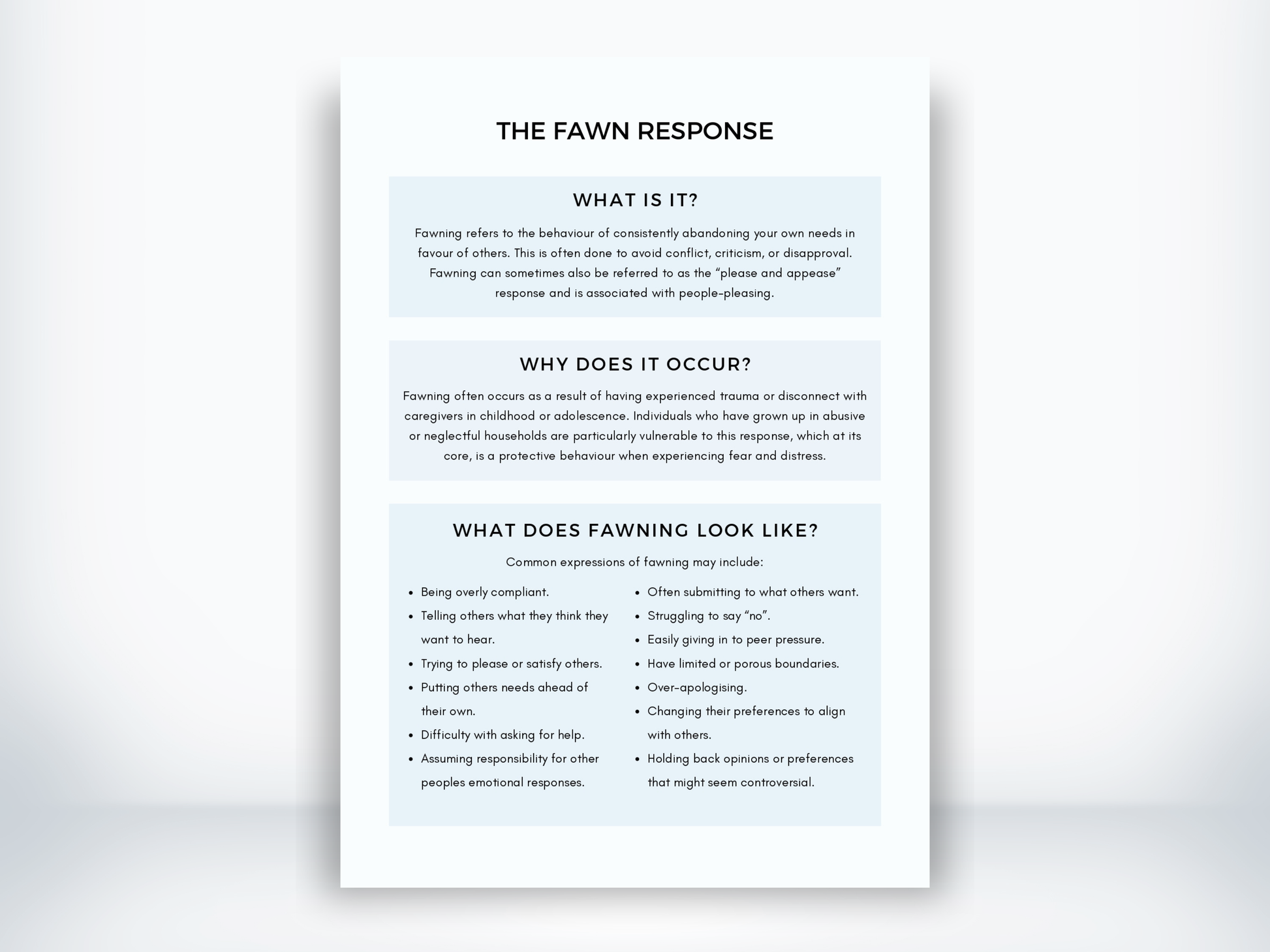 The Fawn Response Handout PDF