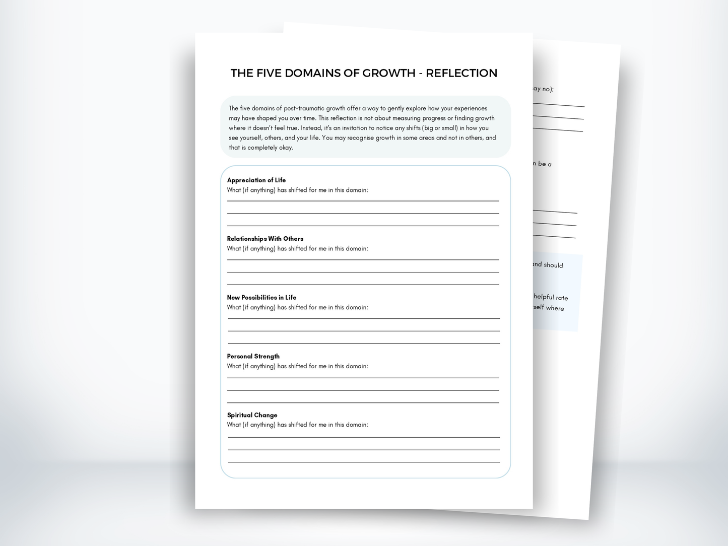 The Five Domains Of Growth Reflection Exercise PDF