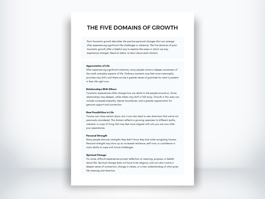 The Five Domains Of Growth Worksheet PDF