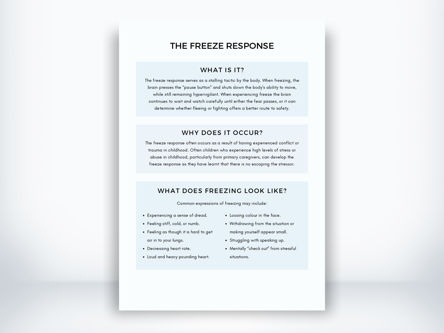 The Freeze Response Handout PDF