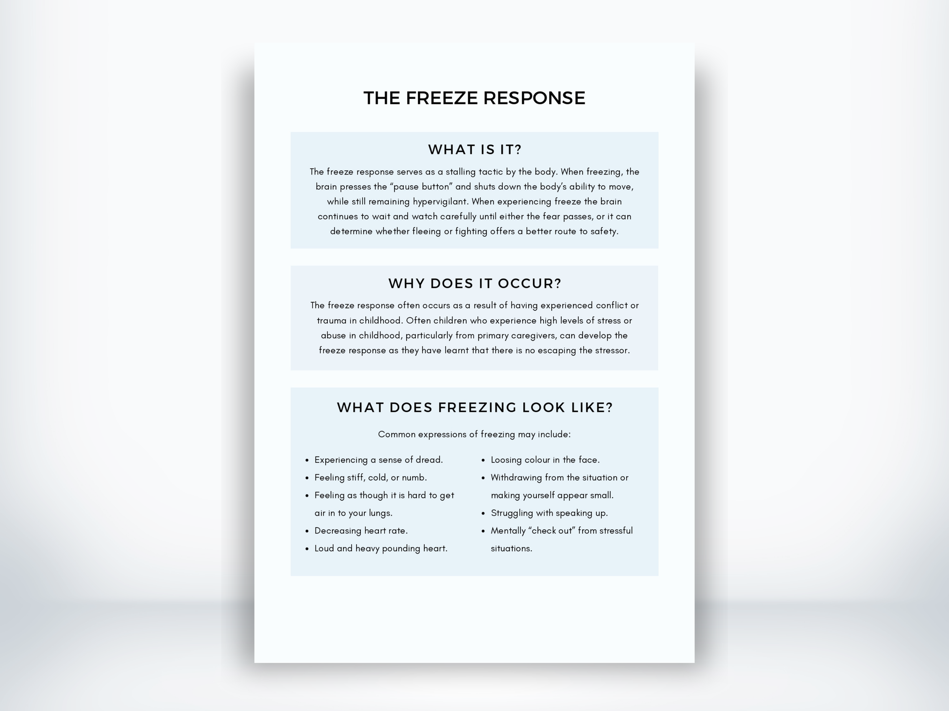 The Freeze Response Handout PDF