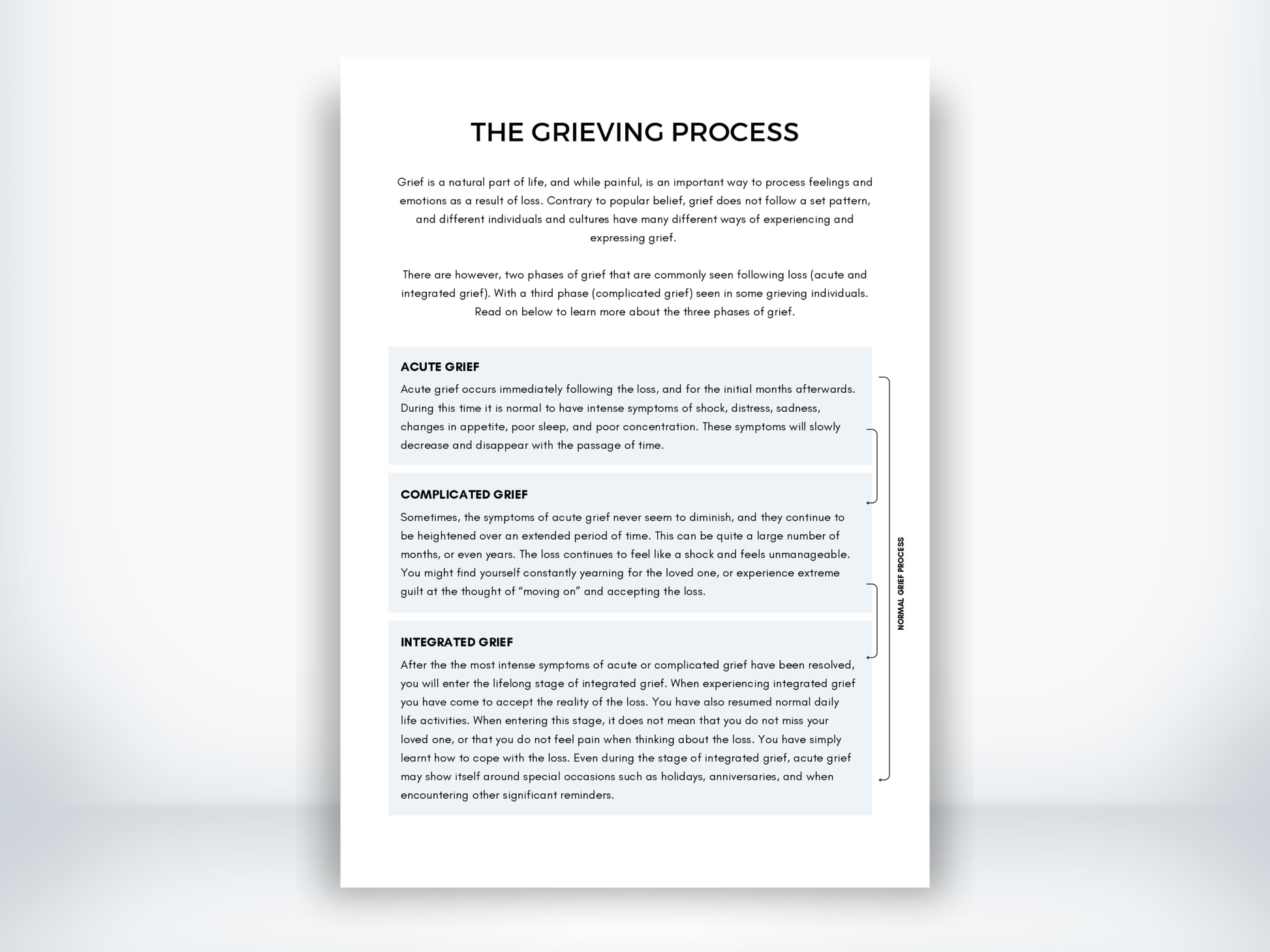 The Grieving Process Worksheet PDF