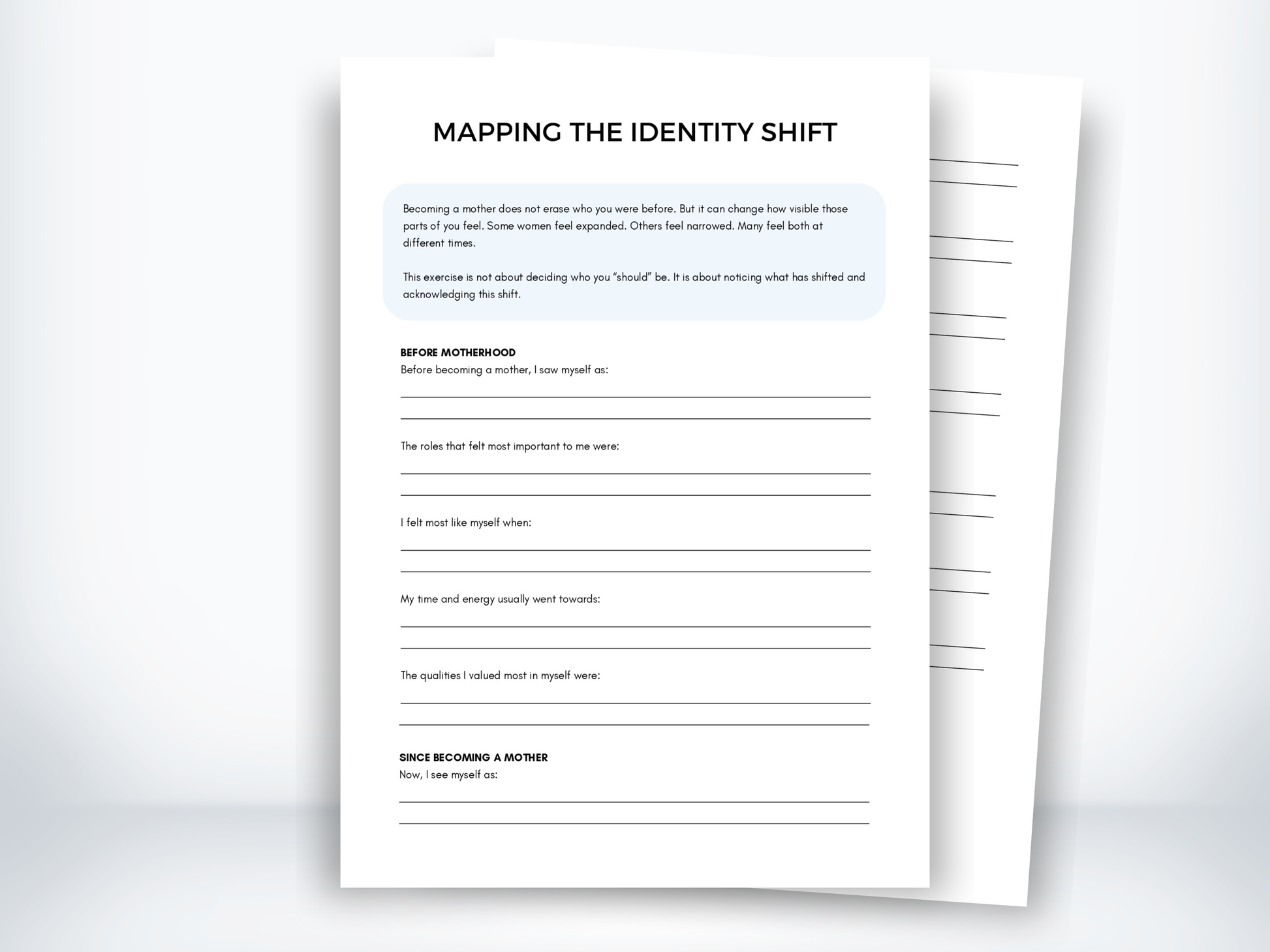 The Identity Shift in Early Motherhood Worksheet PDF