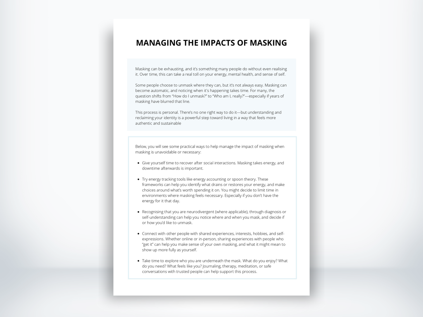 The Impacts of Masking Worksheet PDF