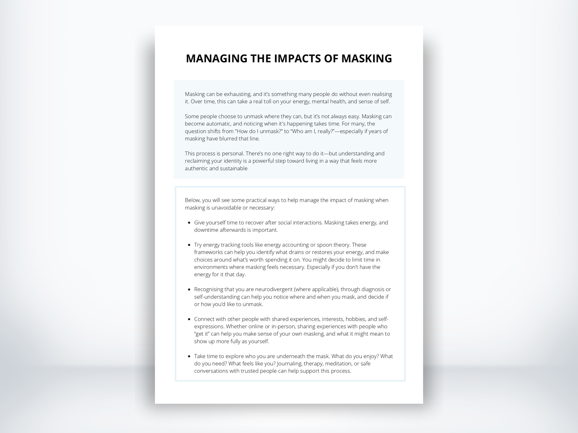 The Impacts of Masking Worksheet PDF