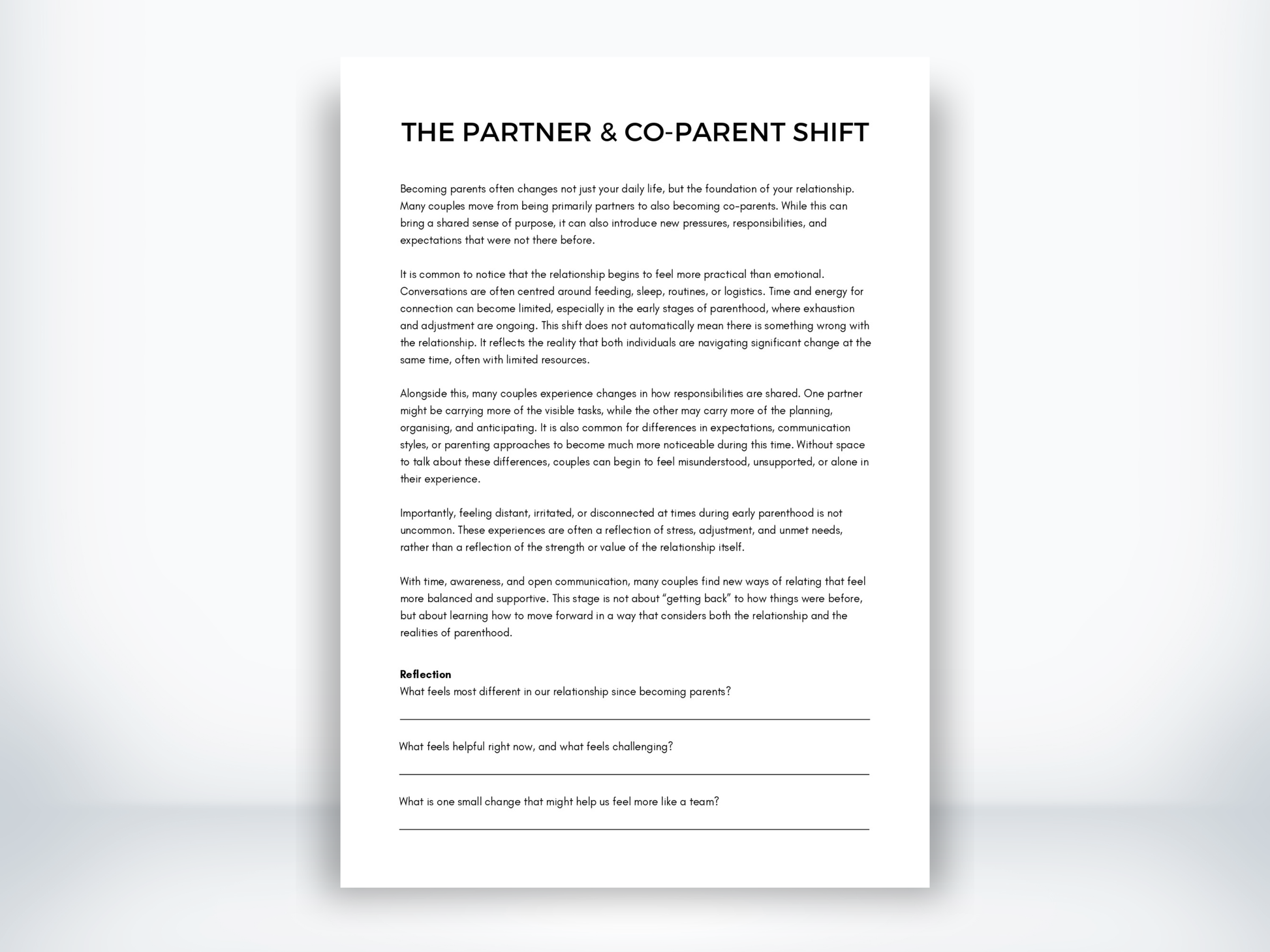 The Partner And Co-Parent Shift in Early Parenthood PDF