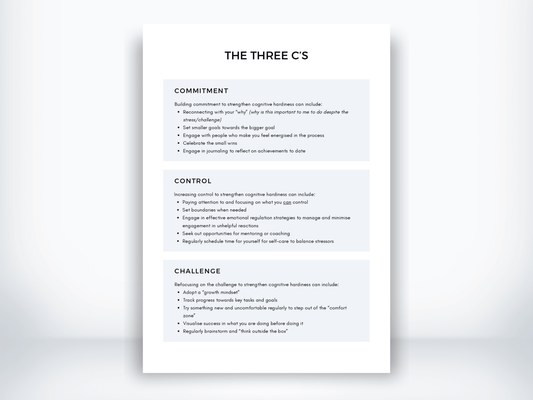 The Three Cs of Cognitive Hardiness Worksheet PDF - My Thriving Mind