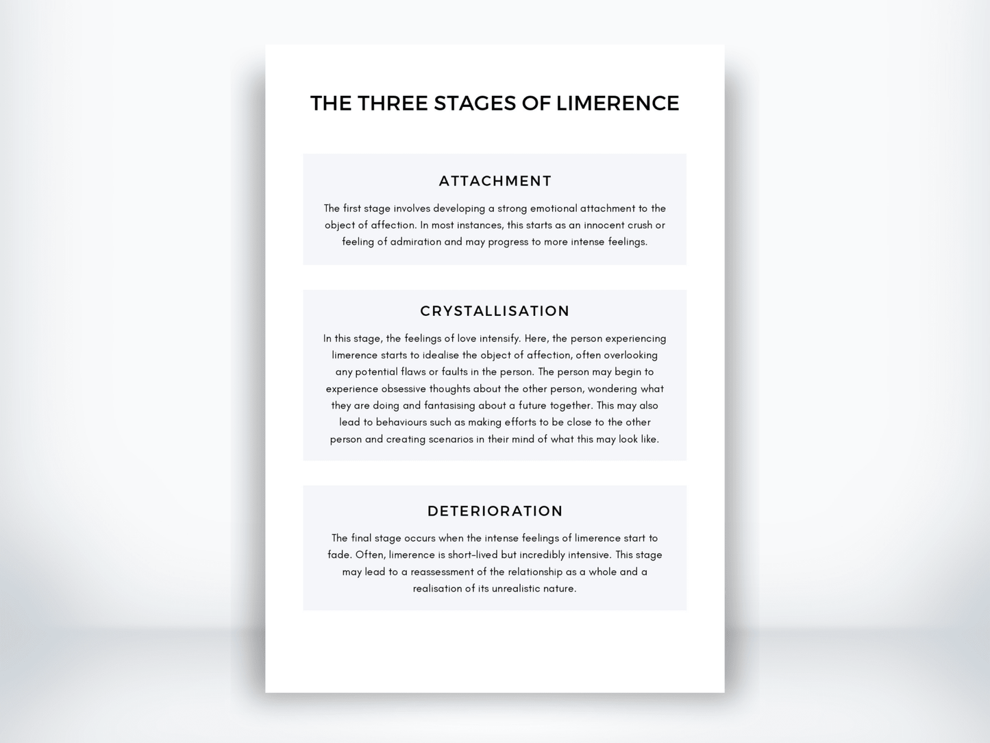 The Three Stages Of Limerence Worksheet PDF - My Thriving Mind